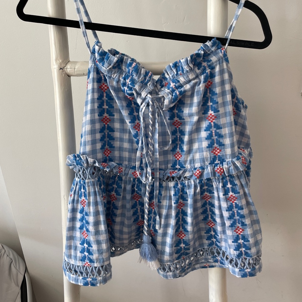 Dodo Bar Or Ruffled Embroidered Tank size S
